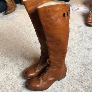 Tall brown riding boot